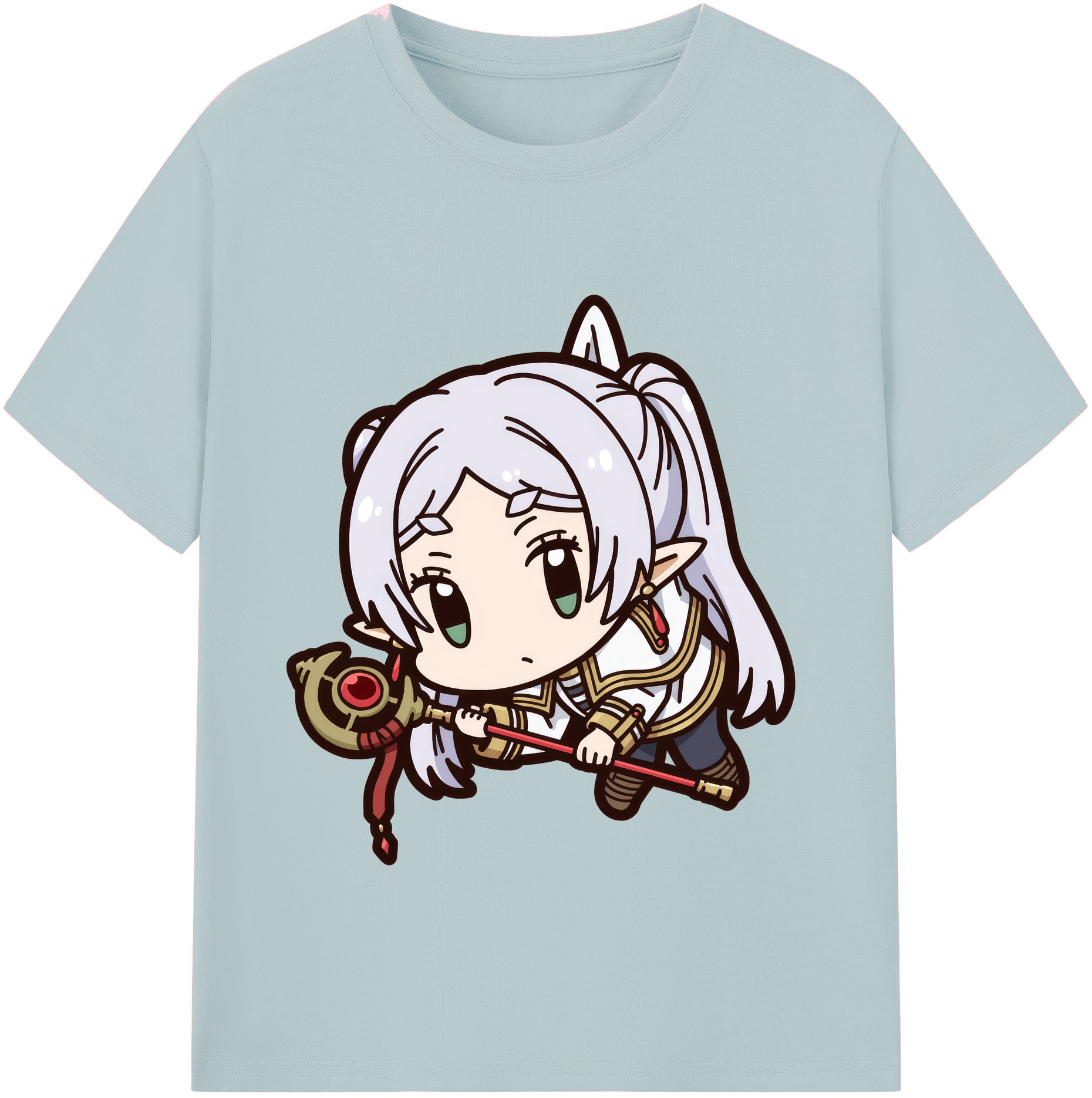 （画像用） 葬送のフリーレン Frieren 綿100％半袖Tシャツ（フロントプリント）